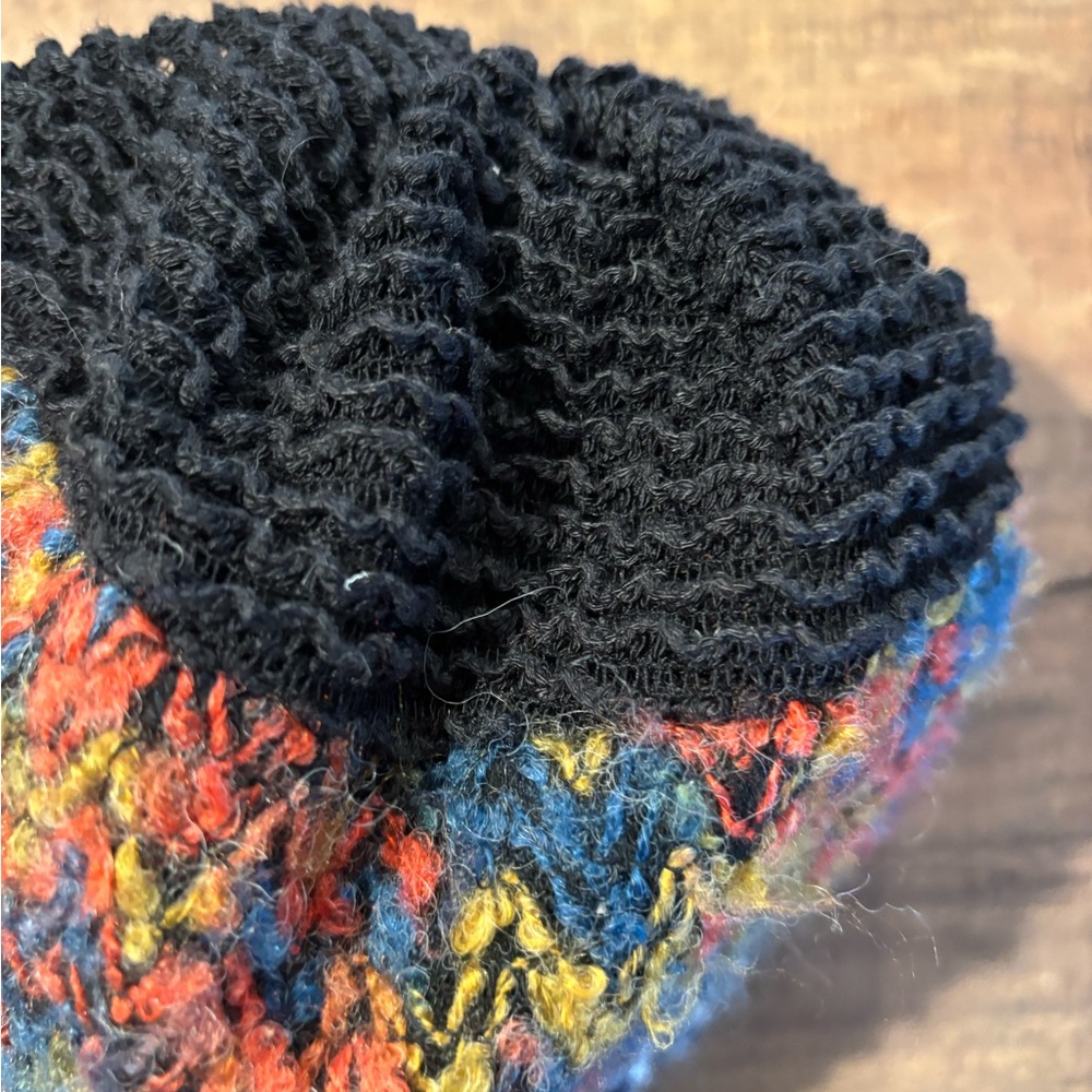 Free People Multicolor Knit Beanie with Navy Brim - Picture 2 of 6